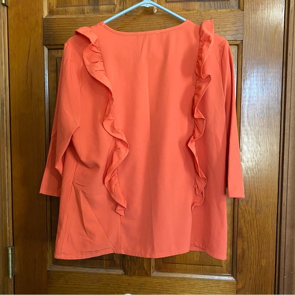 Women's Ruffled Orange Top - Picture 2 of 5